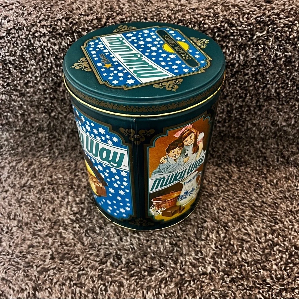 1980 Milky Way Advertising Candy Tin Box , 7.5in L x 6in Diameter